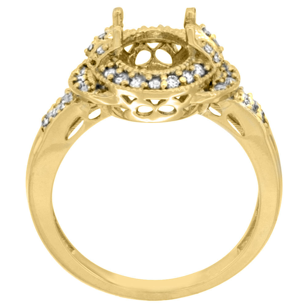 Sabrina Silver 14K Yellow Gold Natural Aquamarine Ring Oval 8x6 mm Diamond Accent, sizes 5 - 10