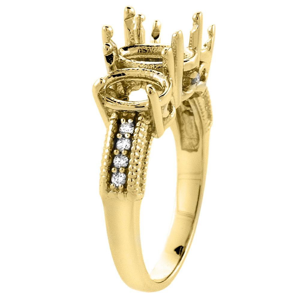 Sabrina Silver 10K Yellow Gold Natural Garnet & Enhanced Ruby Ring 3-Stone Oval 7x5 mm, sizes 5 - 10