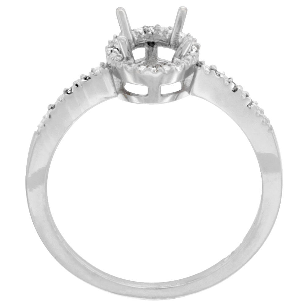 Sabrina Silver 14K White Gold Diamond Natural Smoky Topaz Engagement Ring Oval 7x5 mm, sizes 5 - 10