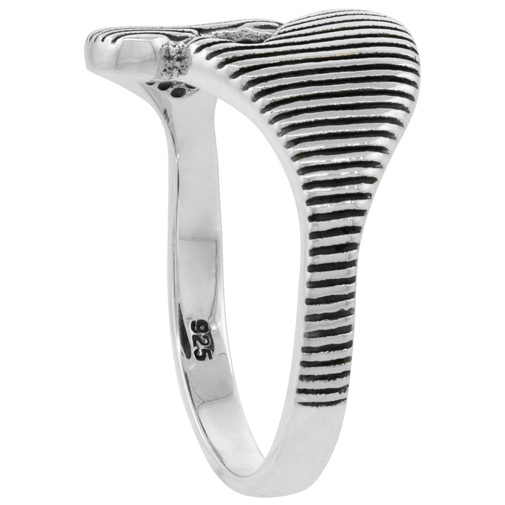 Sabrina Silver Sterling Silver Two Hearts Milgrain Design High Polished Ring 1/2 inch wide, sizes 6 - 9 with half sizes