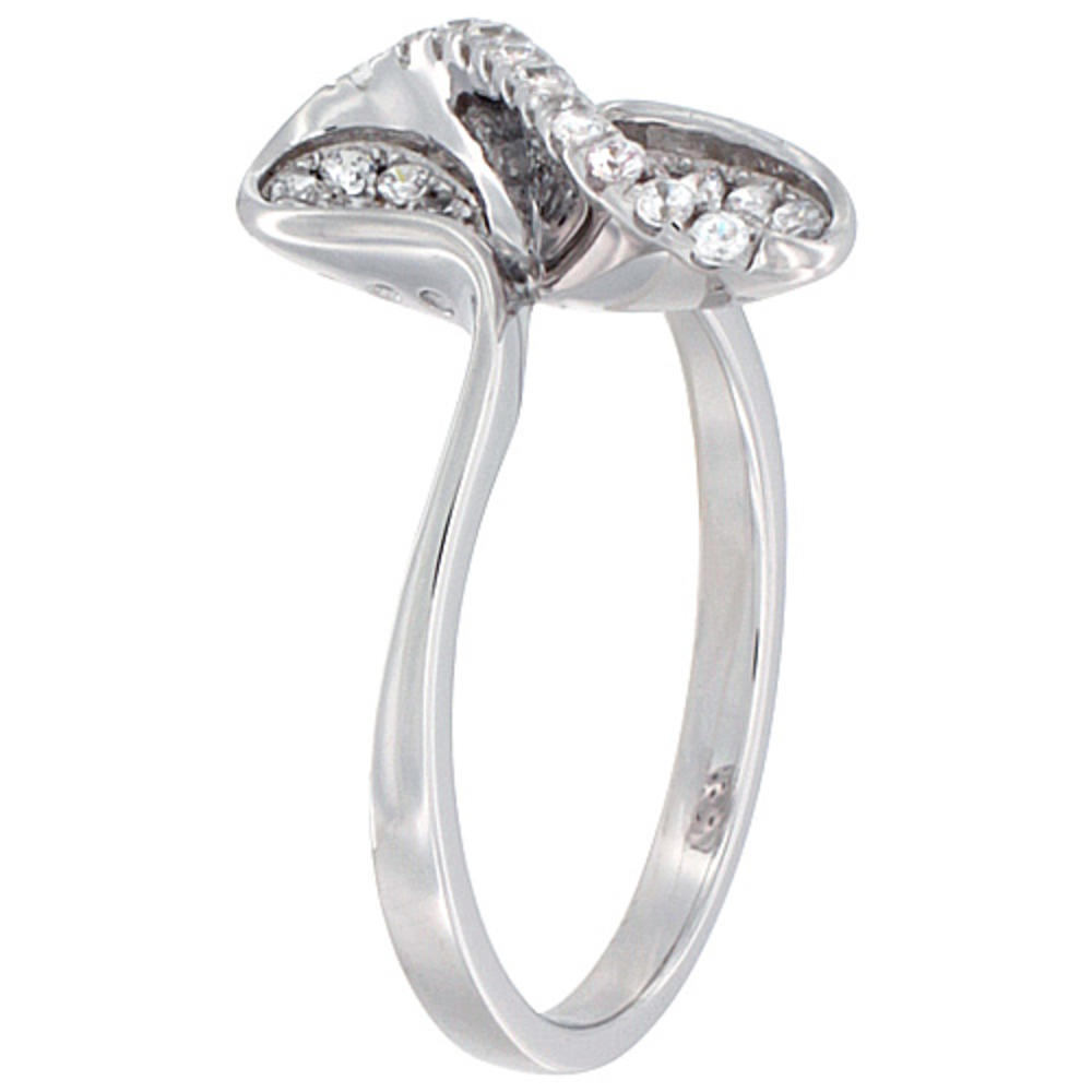 Sabrina Silver Ladies Sterling Silver Swirl Micro Pave CZ Ring 9/16 inch wide, sizes 6 - 9