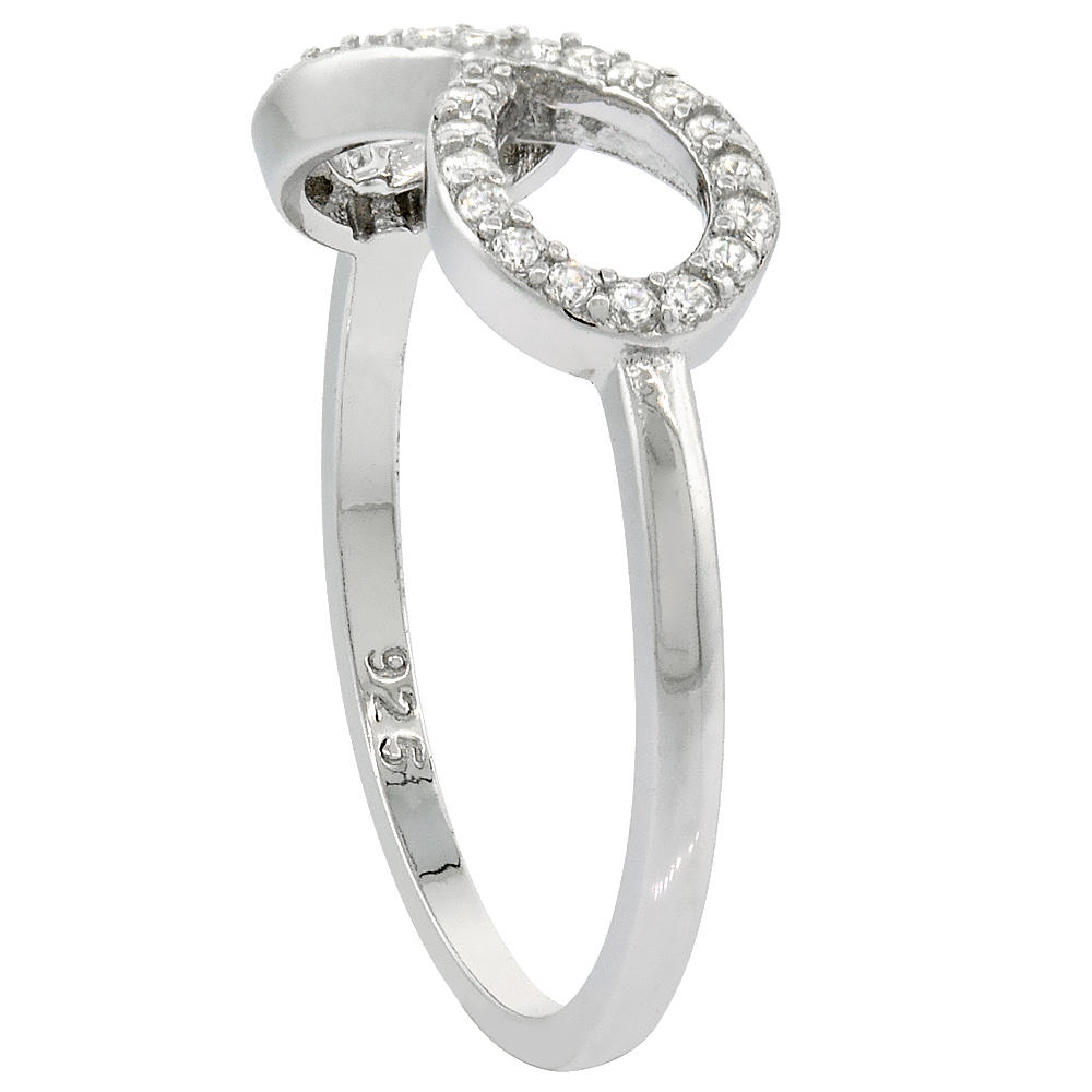 Sabrina Silver Sterling Silver Cubic Zirconia Infinity Ring Micro pave 1/4 inch wide, sizes 6 - 9