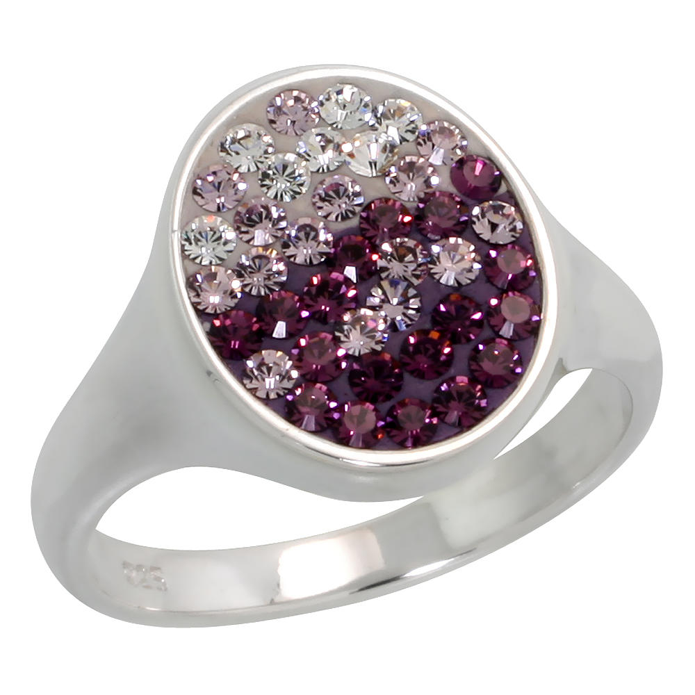 Sabrina Silver Sterling Silver Oval Amethyst CZ Ring 1/2 inch, sizes 6 - 10