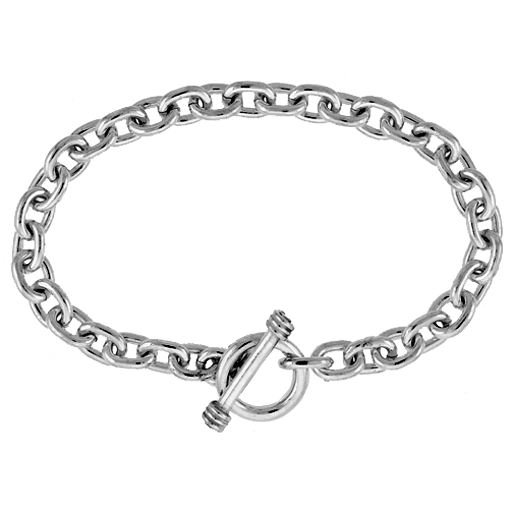 Sabrina Silver Sterling Silver Oval Rolo Link Bracelet available in 7.5, 8 and 8.5 inch lengths