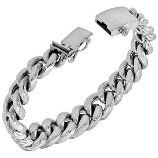 Sabrina Silver 16mm Sterling Silver Graduated Miami Cuban Link