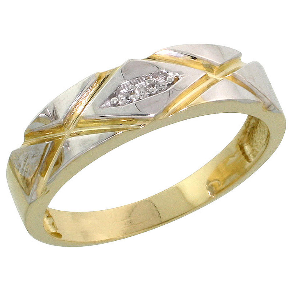 Sabrina Silver Gold Plated Sterling Silver Ladies Diamond Wedding Band, 3/16 inch wide