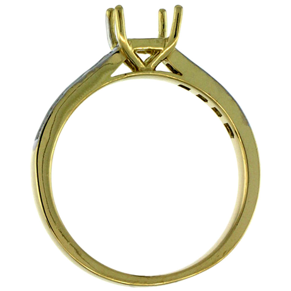 Sabrina Silver 14k Gold Semi Mount (for 5mm 0.75 Carat Size Princess Cut) Diamond Ring w/ 0.30 Carat Brilliant Cut ( H-I Color; SI1 Clarity ) D