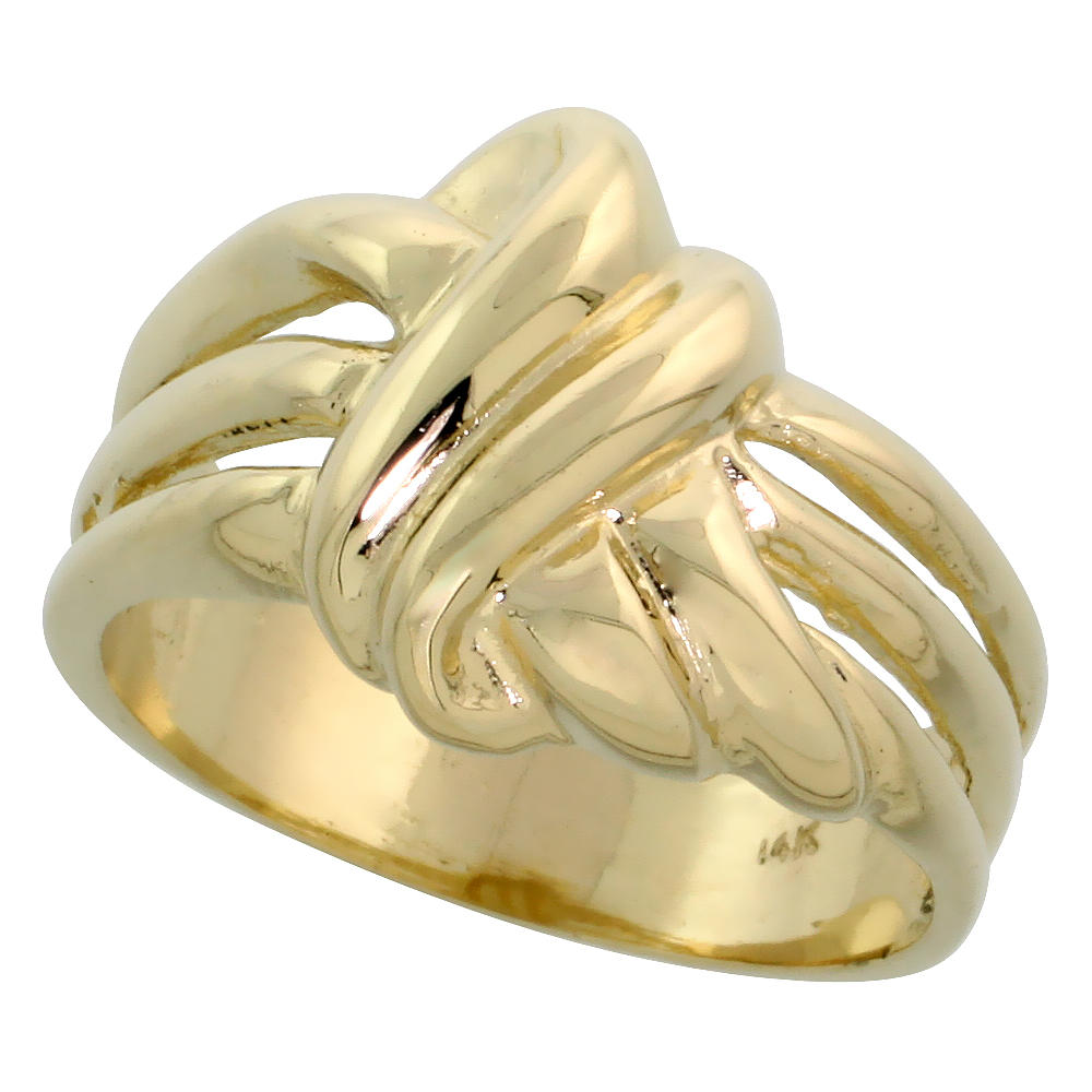 Sabrina Silver 14k Gold Contemporary Knot Ring, 1/2" (13mm) wide