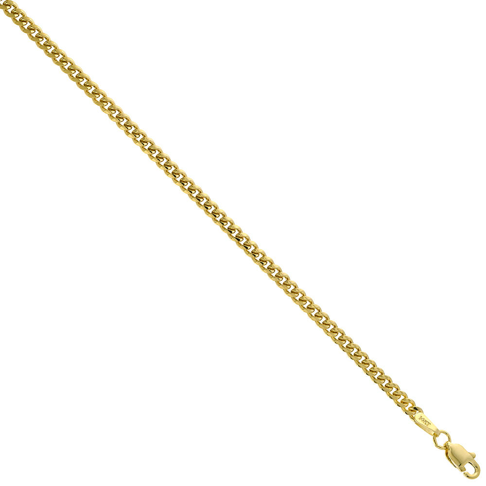 Sabrina Silver Solid 14k Gold 2.7mm Miami Cuban Link Chain Necklace for Men and Women 20-26 inch