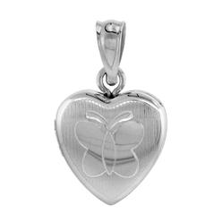 Sabrina Silver Very Tiny 1/2 inch Sterling Silver Butterfly Locket Heart Shape Engraved Stripes NO CHAIN