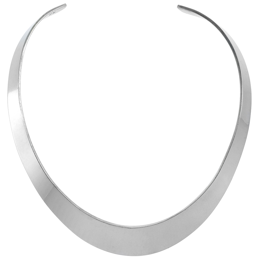 Sabrina Silver Sterling Silver Choker Collar Necklace Oval shape Handmade 11/16 inch wide