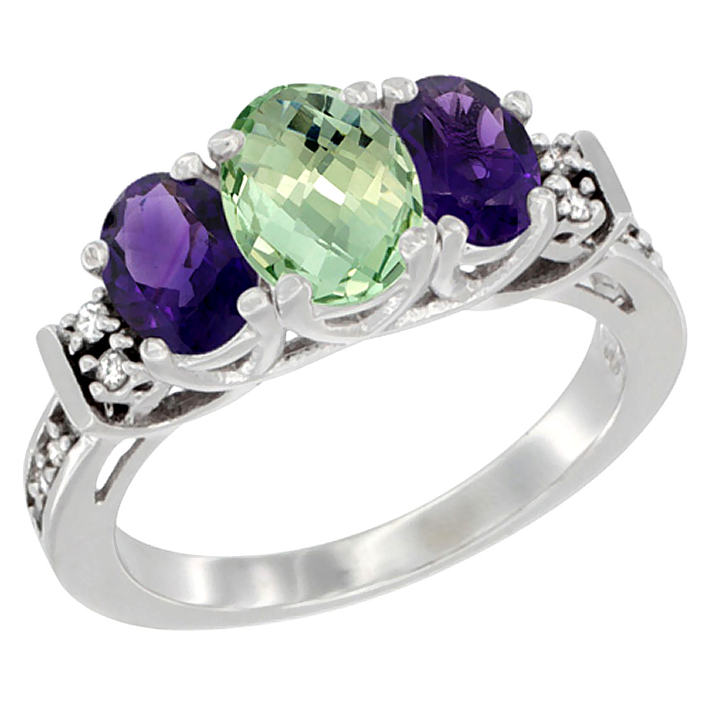 Sabrina Silver 14K White Gold Natural Purple Green Amethysts