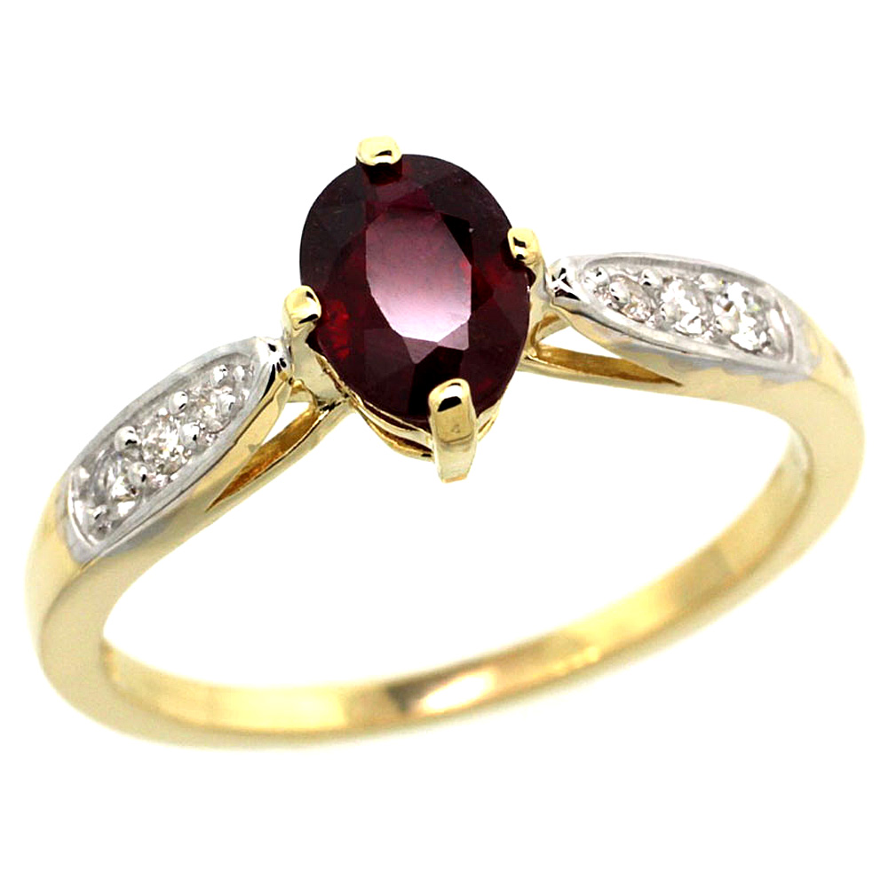 Sabrina Silver 14k Yellow Gold Diamond Natural High Quality Ruby Engagement Ring Oval 7x5mm, sizes 5 - 10
