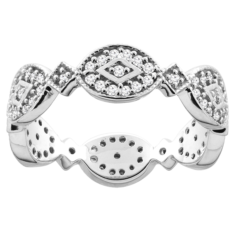 Sabrina Silver 14K White Gold Geometric Diamond Engagement Ring 1/4 inch wide, sizes 6 - 9