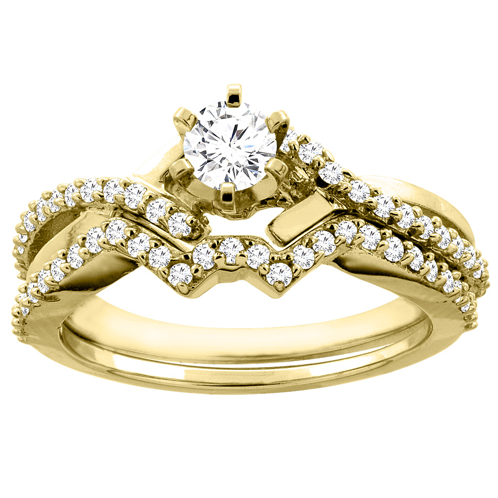 Sabrina Silver 14K Gold 0.60 cttw. Round Diamond 2-piece Bridal Ring Set, sizes 5 - 10