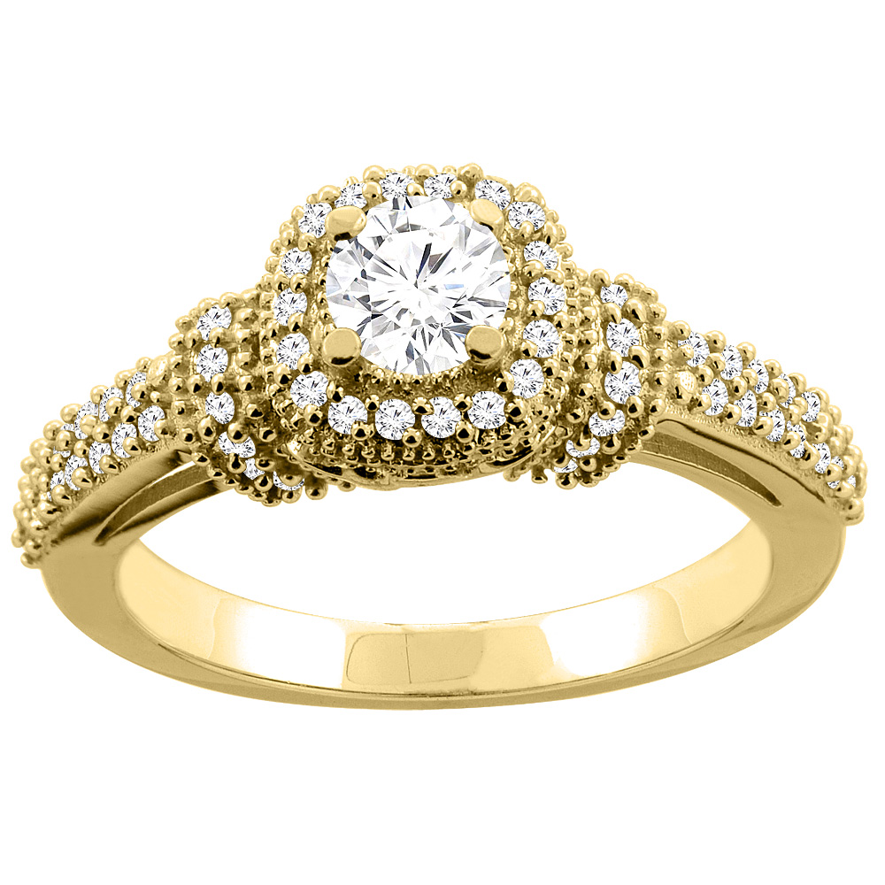 Sabrina Silver 14K Gold 0.76 cttw Diamond Halo Engagement Ring, sizes 5 - 10