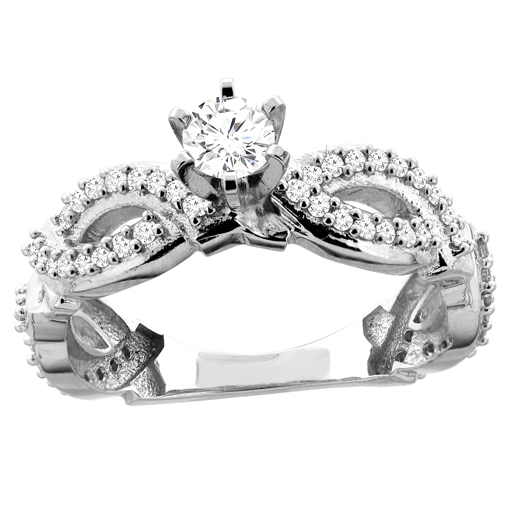 Sabrina Silver 10K Gold 0.65 cttw. Round Diamond Engagement Ring, sizes 5 - 10