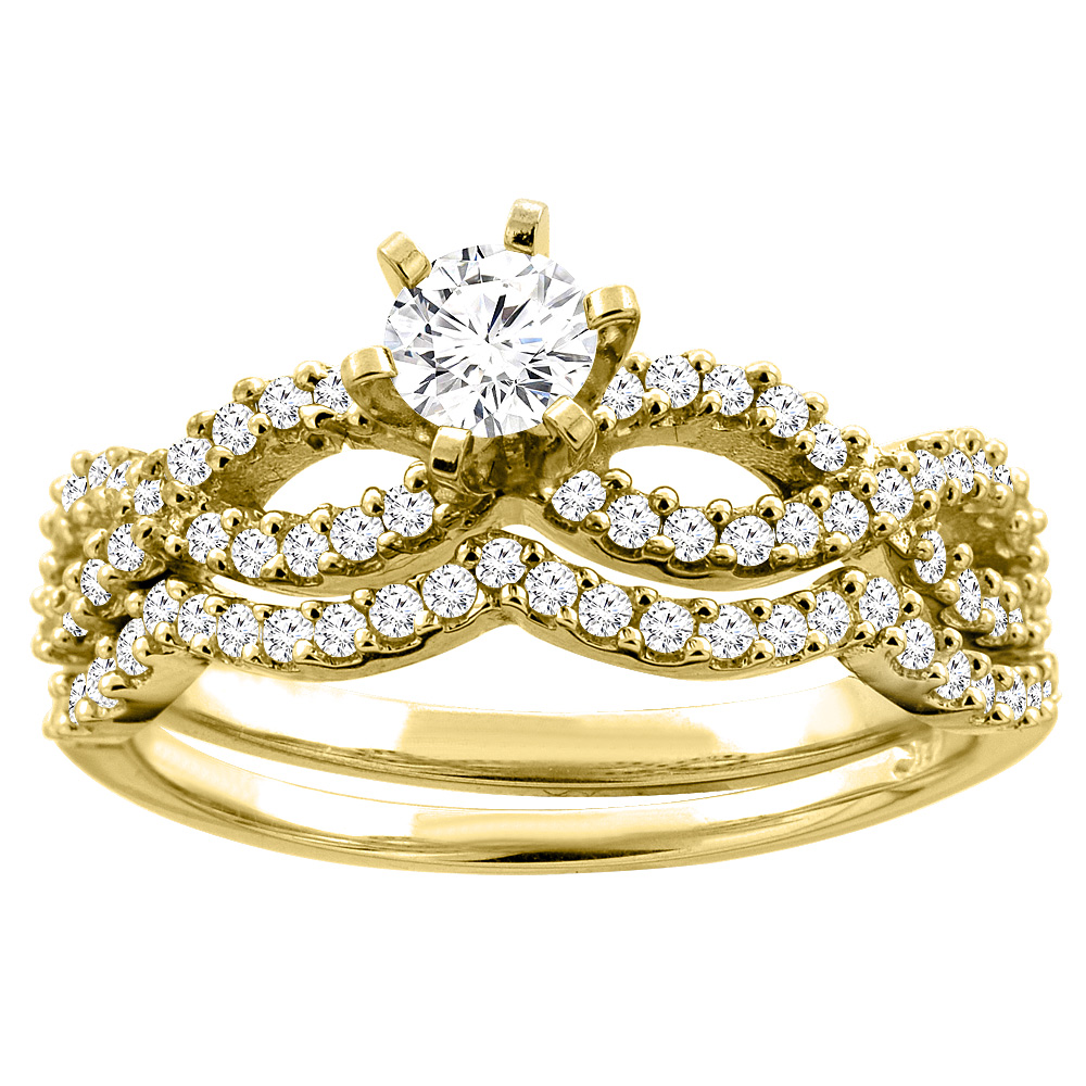 Sabrina Silver 14K Gold Eternity 0.86 cttw. Round Diamond 2-piece Bridal Ring Set, sizes 5 - 10