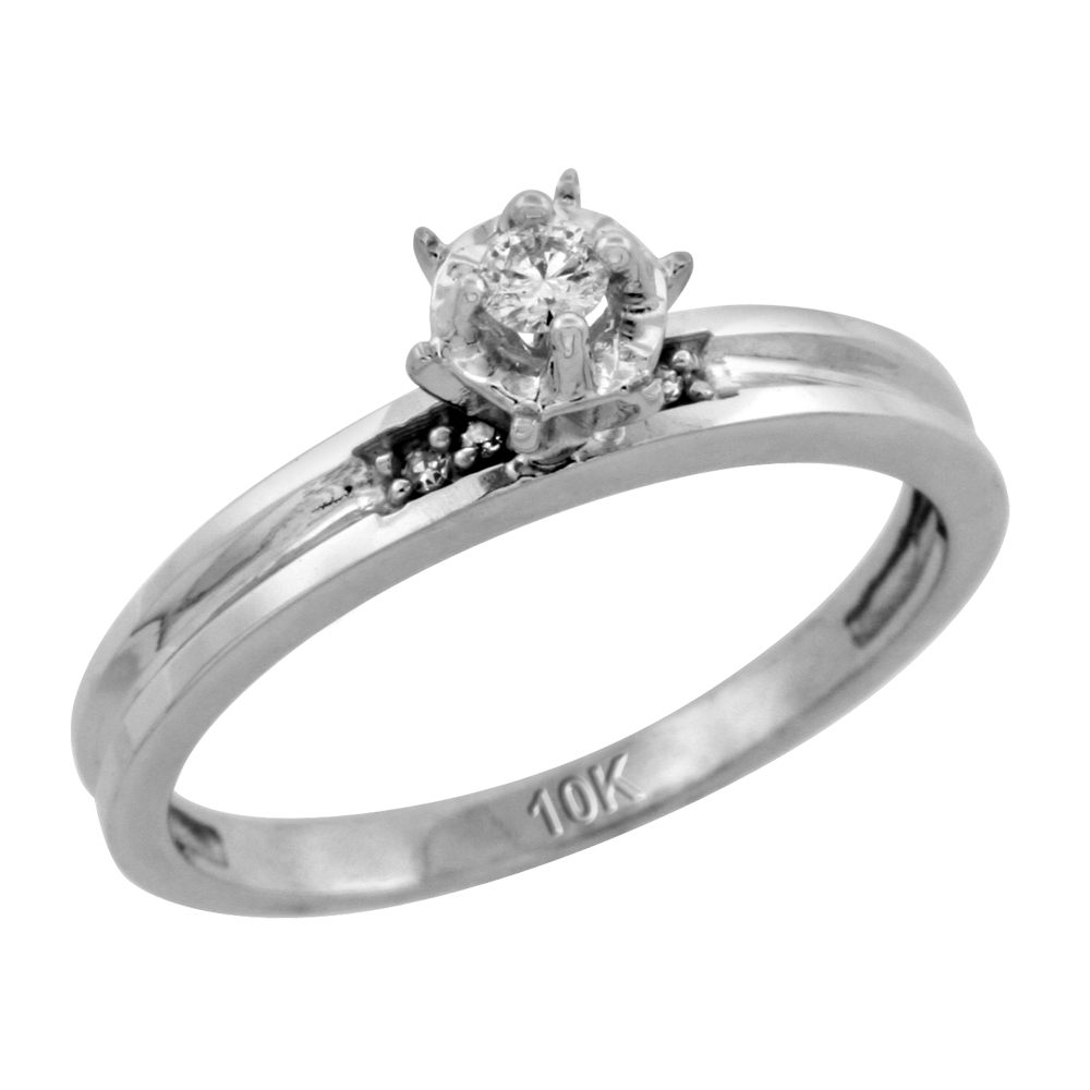 Sabrina Silver 10k White Gold Diamond Engagement Ring, 1/8inch wide
