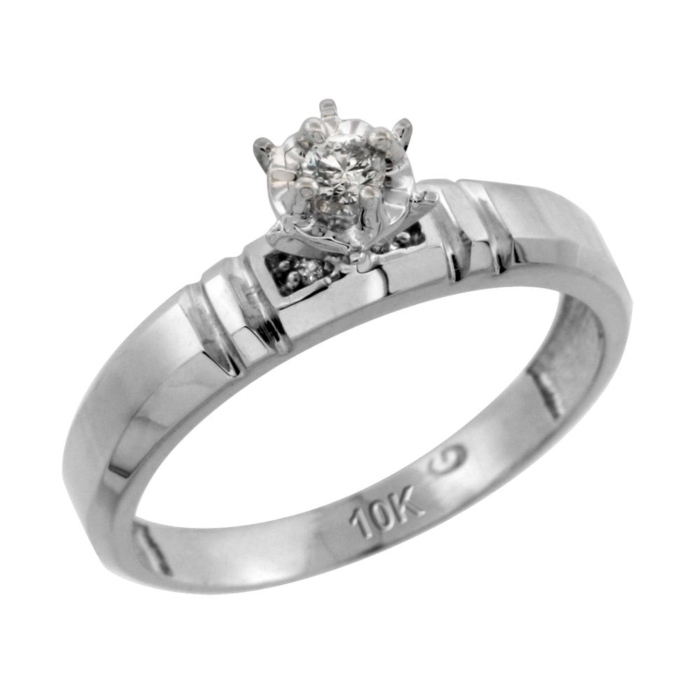 Sabrina Silver 10k White Gold Diamond Engagement Ring, 5/32 inch wide