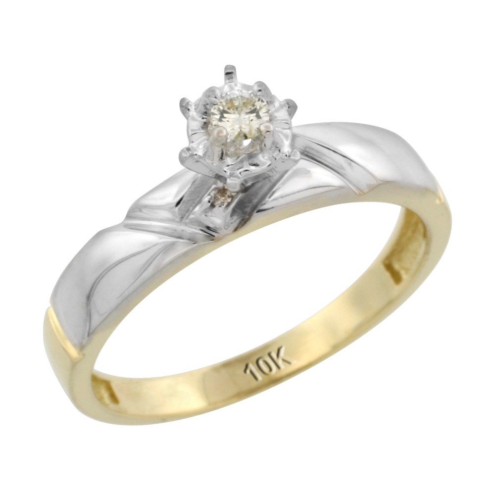 Sabrina Silver 10k Yellow Gold Diamond Engagement Ring, 5/32 inch wide