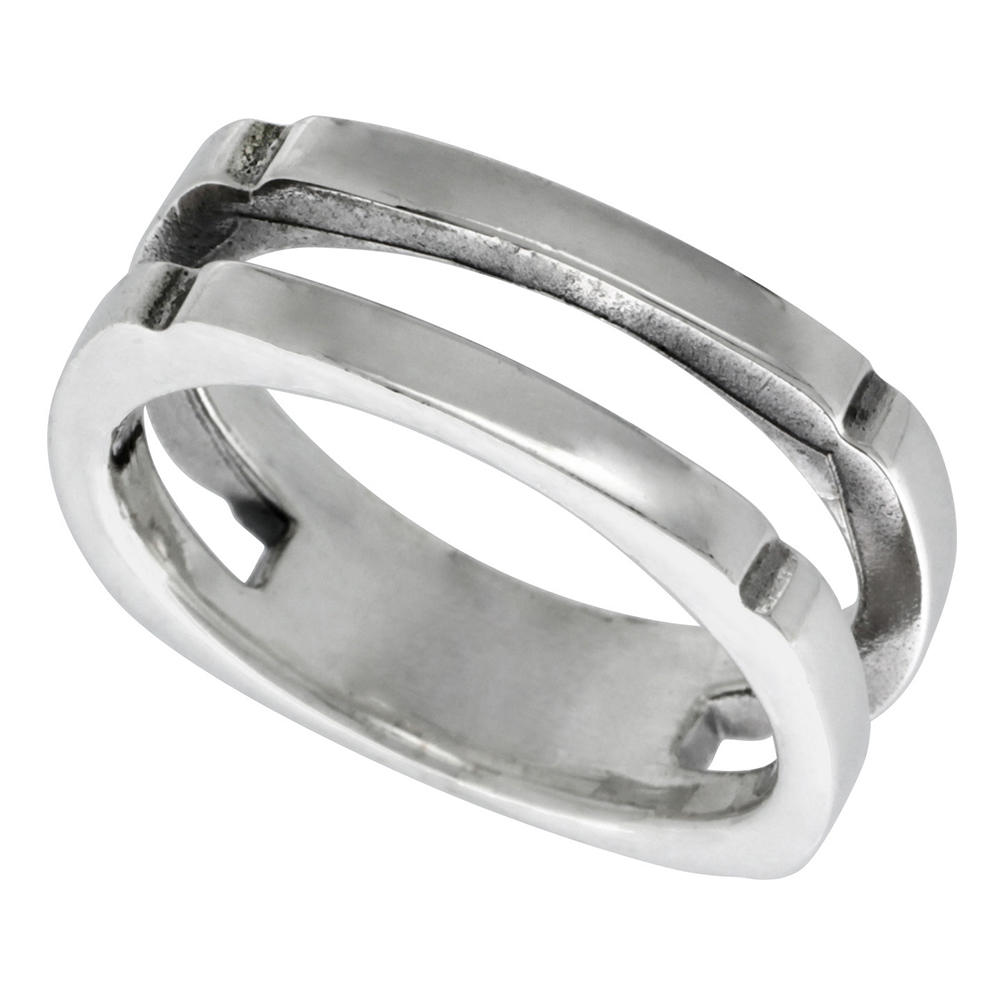 Sabrina Silver Sterling Silver Double Stack Ring 3/8 inch wide, sizes 6 - 12