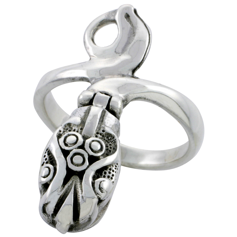 Sabrina Silver Sterling Silver Snake Poison Ring 1 1/8 inch, sizes 6 - 10