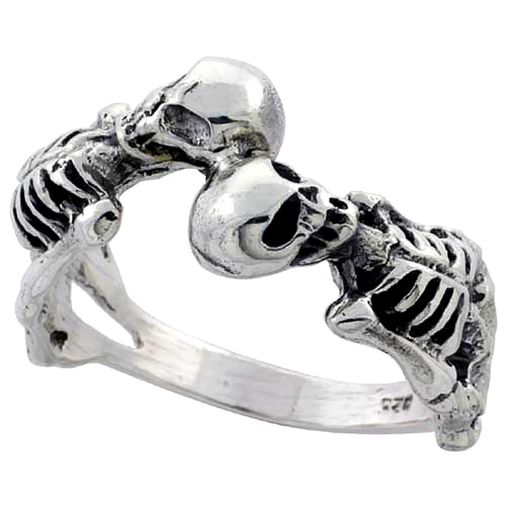 Sabrina Silver Sterling Silver 2 Skeleton Ring 1/2 inch wide, sizes 6 to 15