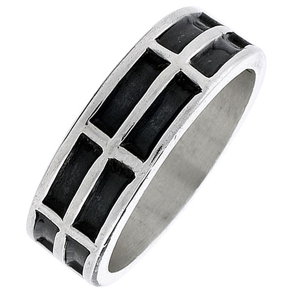 Sabrina Silver Sterling Silver 2-row Rectangles Ring Southwestern Design Handmade 1/4 inch wide