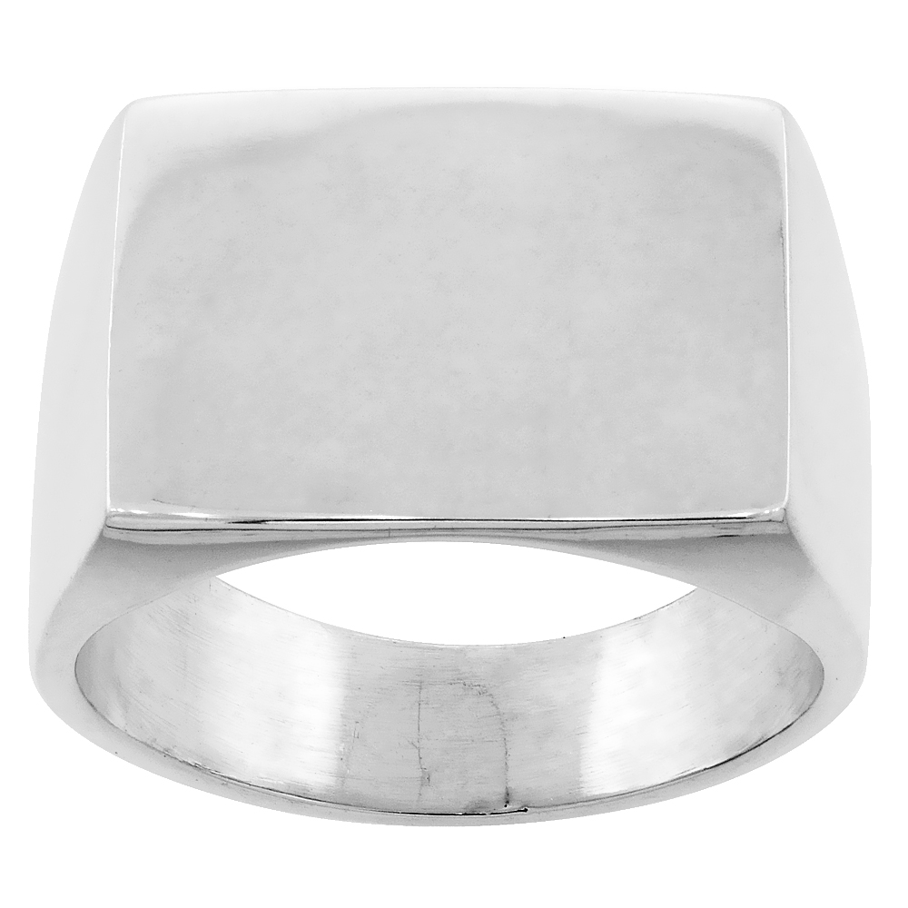 Sabrina Silver Sterling Silver Signet Ring for Men Square Solid Back