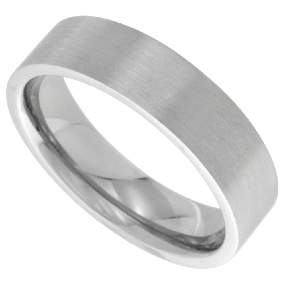Sabrina Silver Surgical Stainless Steel 6mm Wedding Band Thumb Ring Comfort-Fit Matte Finish, sizes 7 - 14
