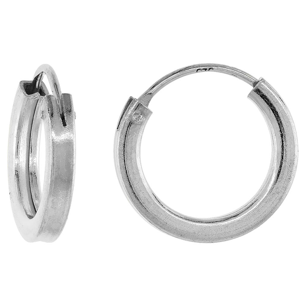 Sabrina Silver Sterling Silver 16mm Endless Hoop Earring for Women 2mm Square Tubing 5/8 inch diameter