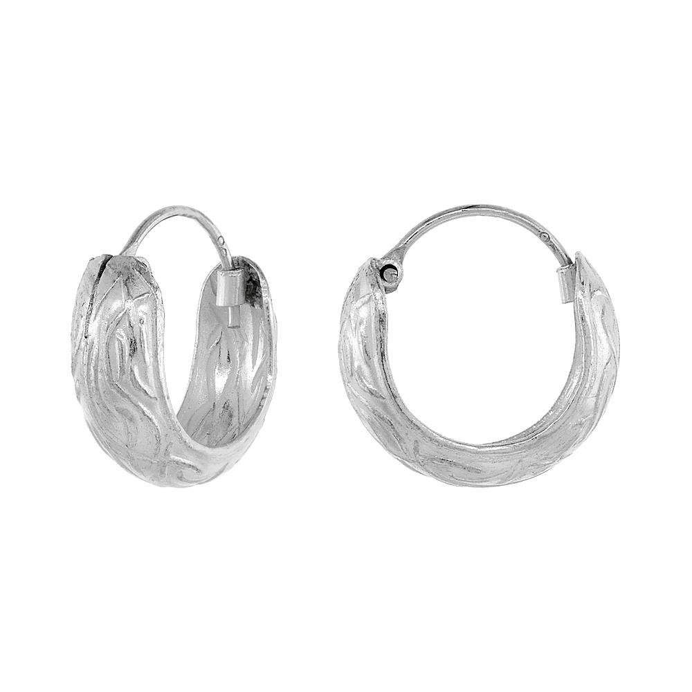 Sabrina Silver 3-Pair Pack Sterling Silver Dainty 1/2 inch Waves Hoop Earrings for Women & Girls Half Round Hinged Polished finish