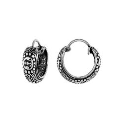 Sabrina Silver 10-Pair Pack Sterling Silver Tiny 1/2 inch Sun God Surya Hoop Earrings for Women & Girls Half Round Hinged Oxidized finish