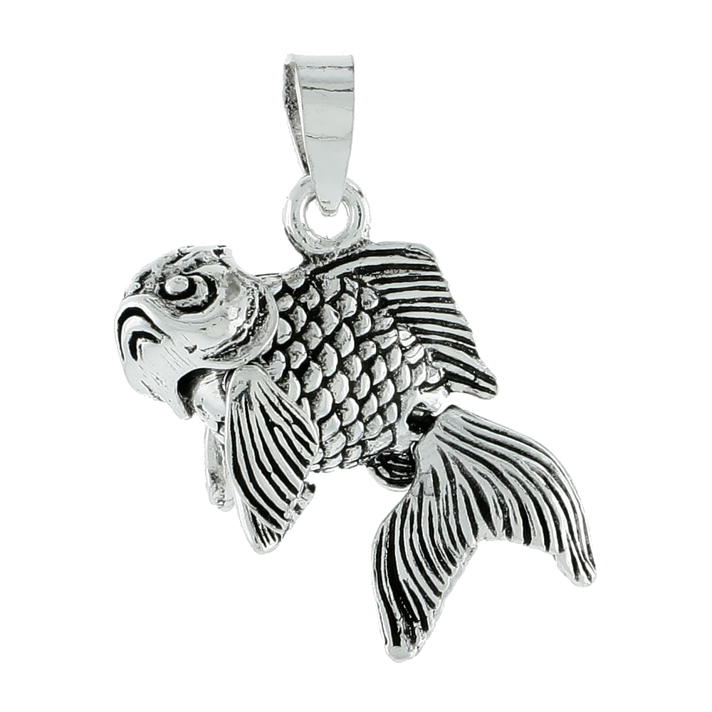 Sabrina Silver Sterling Silver Movable Fish Pendant, 1 inch long