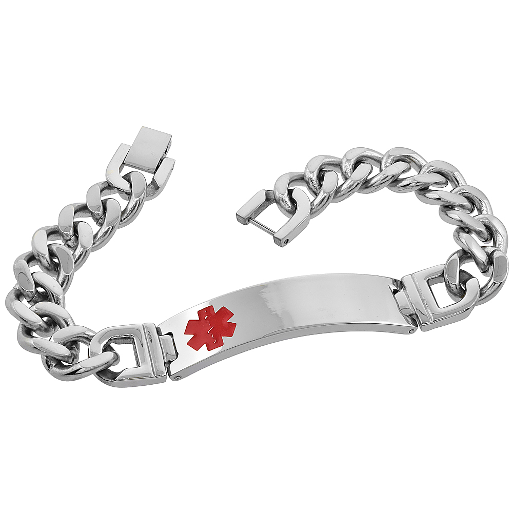 Sabrina Silver Stainless Steel Medical Alert ID Bracelet Curb Link