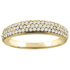 Sabrina Silver 14K Yellow Gold Three Row Diamond Pave Engagement Ring 3/16 inch wide, sizes 5 - 10