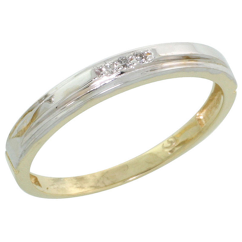 Sabrina Silver Gold Plated Sterling Silver Ladies Diamond Wedding Band, 1/8 inch wide