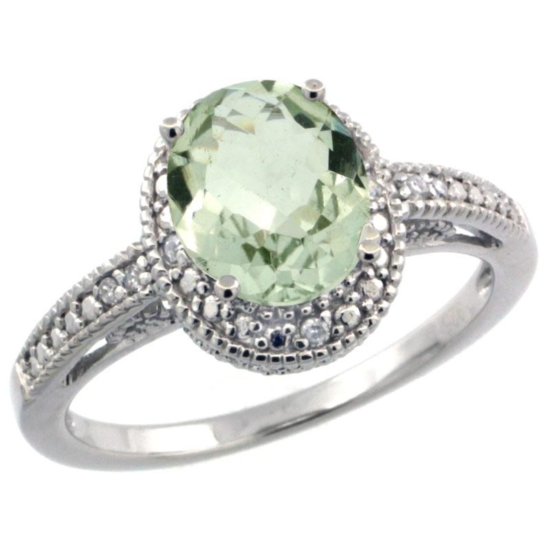 Beautiful Sterling Silver 925 Ring With Genuine Oval Citrine & White Beryl - Rhodium Plated For Everyday Wear