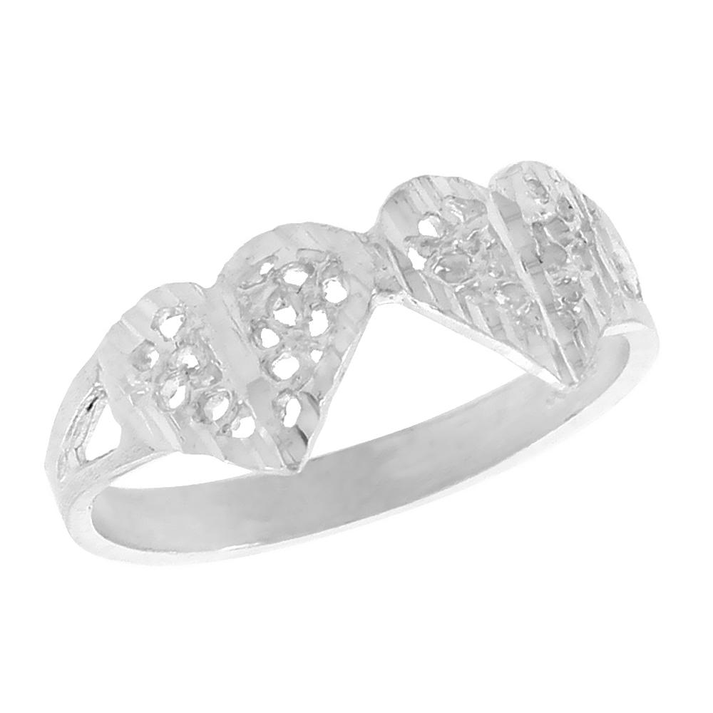 Sabrina Silver Sterling Silver Double Heart Filigree Ring, 1/4 inch