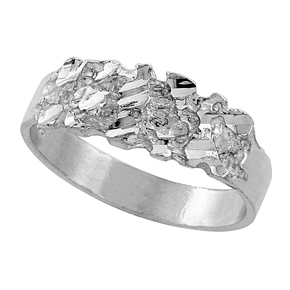 Sterling Silver Nugget Ring With 7 Cubic Zirconia - Modern Minimalist Fine Jewelry
