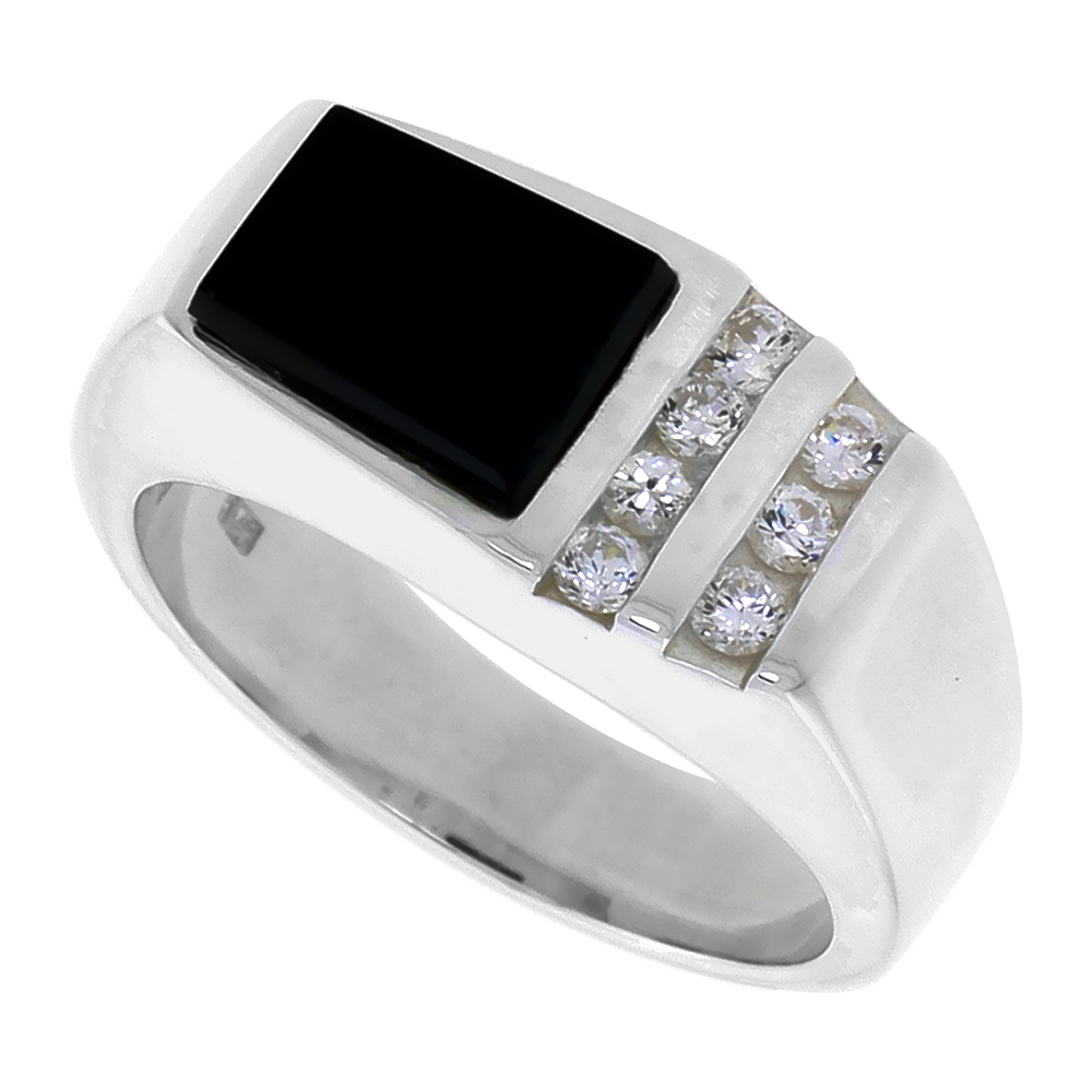 Sabrina Silver Sterling Silver Mens Black Onyx Ring Trapezoid Cz Accent 3 8 Inch Wide Sizes 8 13 Sabrina Silver Sterling Silver Mens Black Onyx Ring Trapezoid Cz Accent 3 8 Inch Wide Sizes 8 13