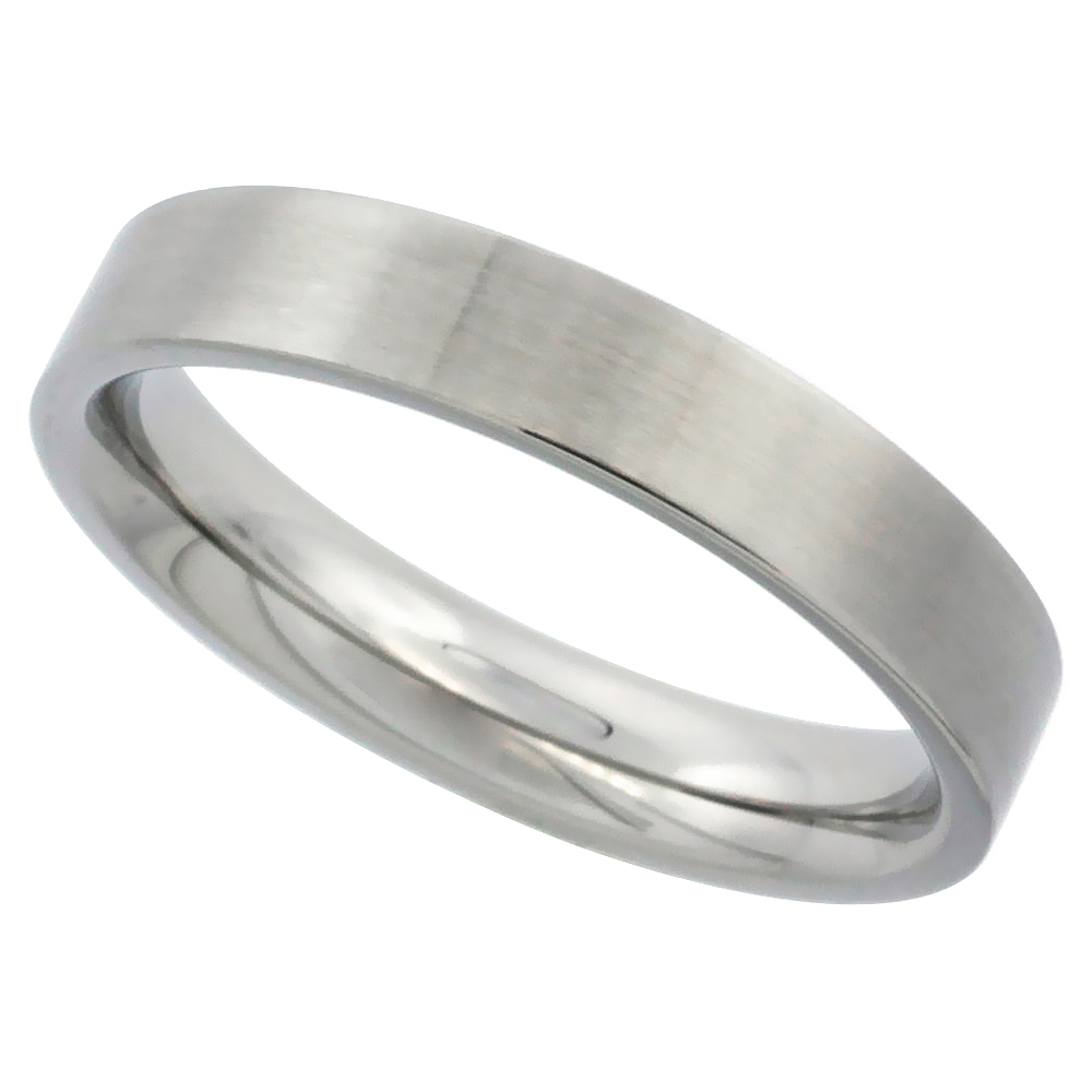 Sabrina Silver Surgical Stainless Steel 4mm Wedding Band Thumb Ring Comfort-Fit Matte Finish, sizes 5 - 12