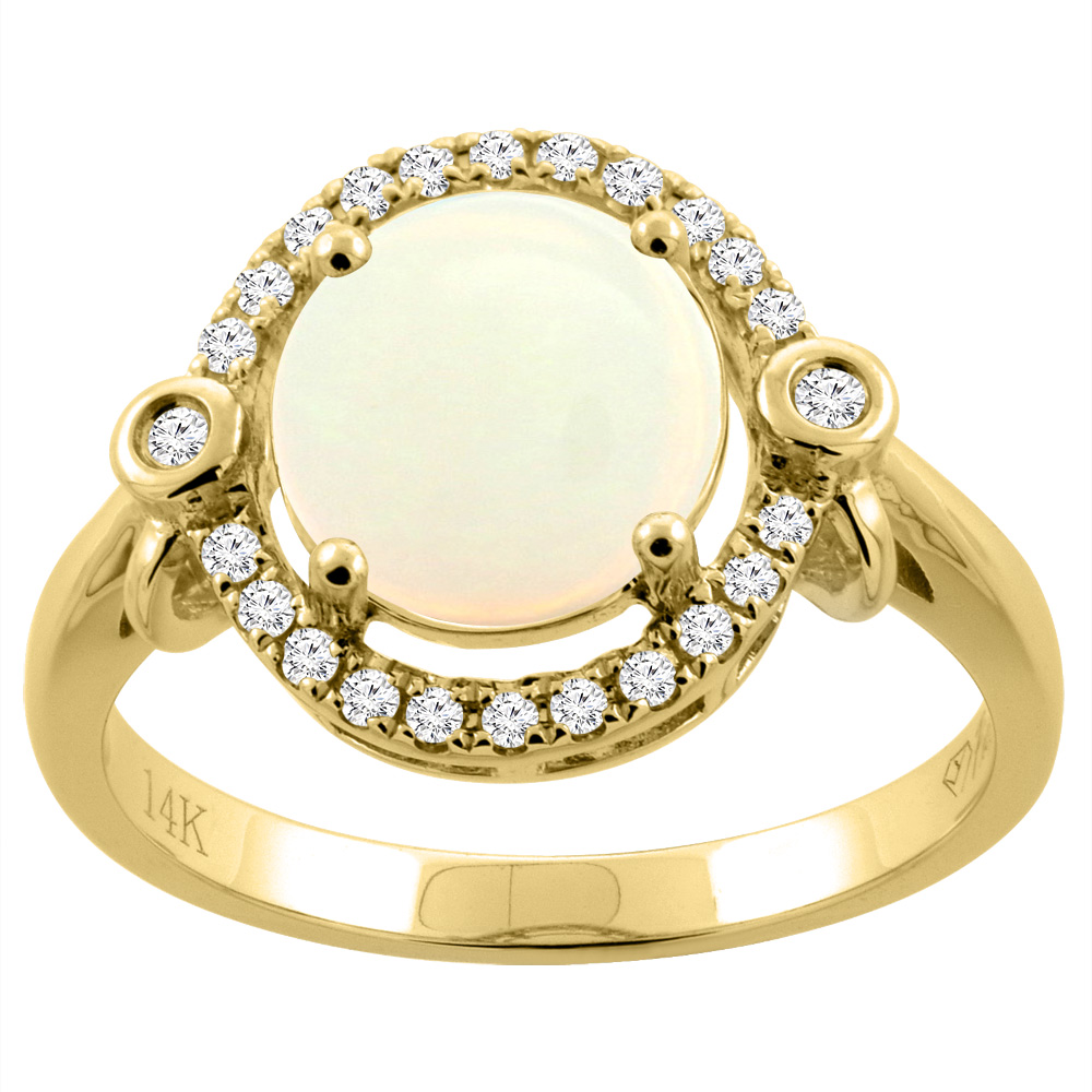 Sabrina Silver 14K Yellow Gold Diamond Natural Opal Engagement Ring Oval 10x8mm, sizes 5-10