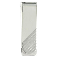Sabrina Silver Sterling Silver Money Clip Diagonal Stripes made in Italy, 5/8 X 2 inch