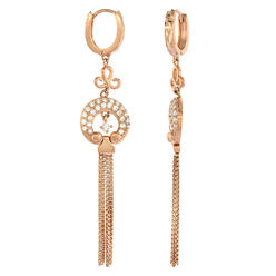 Sabrina Silver Sterling Silver Cubic Zirconia Tasseled Arch Earrings Rose Gold Finish, 2 inches long