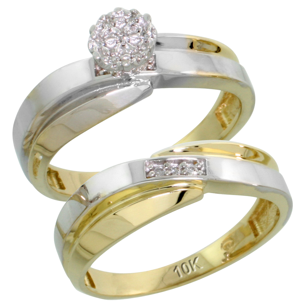 Sabrina Silver 10k Yellow Gold Diamond Engagement Ring Set 2-Piece 0.07 cttw Brilliant Cut, 1/4 inch 6mm wide