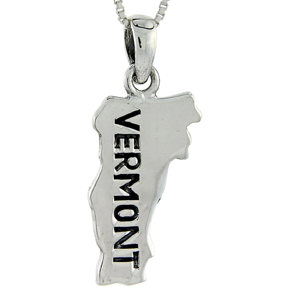 Sabrina Silver Sterling Silver Vermont State Map Pendant, 1 1/4 inch tall