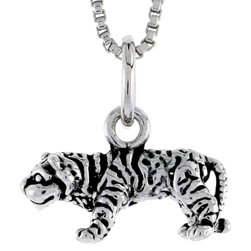 Sabrina Silver Sterling Silver Tiger Charm, 1/2 inch wide