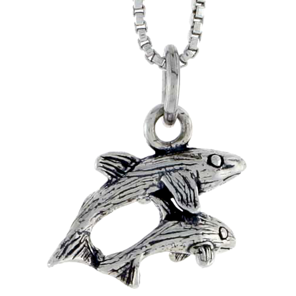 Sabrina Silver Sterling Silver Double Whale Shark (Adult & Juvenile) Charm, 1/2 inch tall